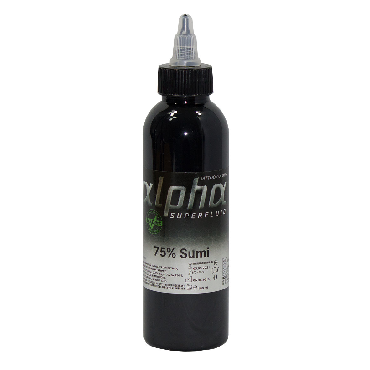 alpha SUPERFLUID 75% Sumi, 150 ml Tätowierfarbe