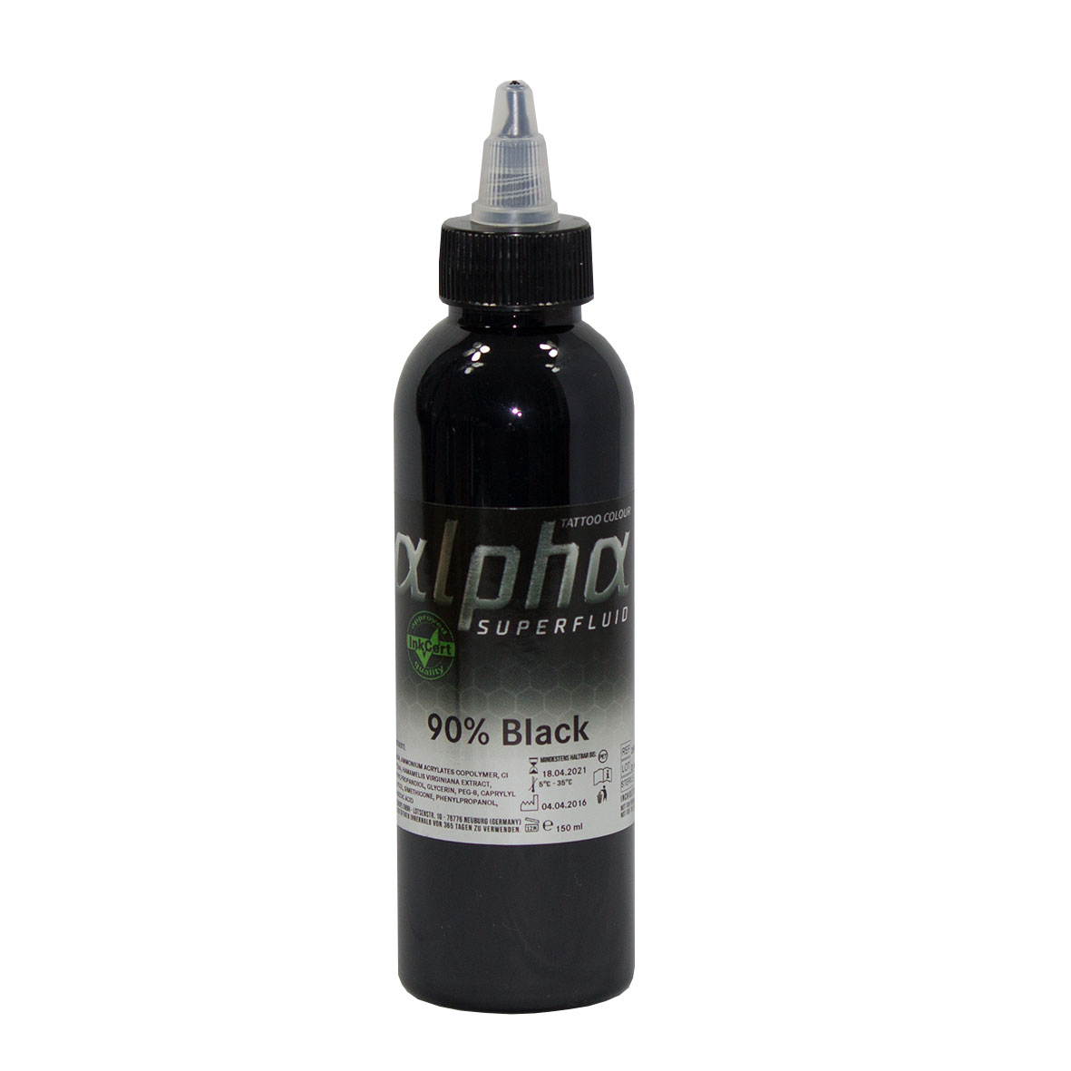alpha SUPERFLUID 90% Black, 150 ml Tätowierfarbe
