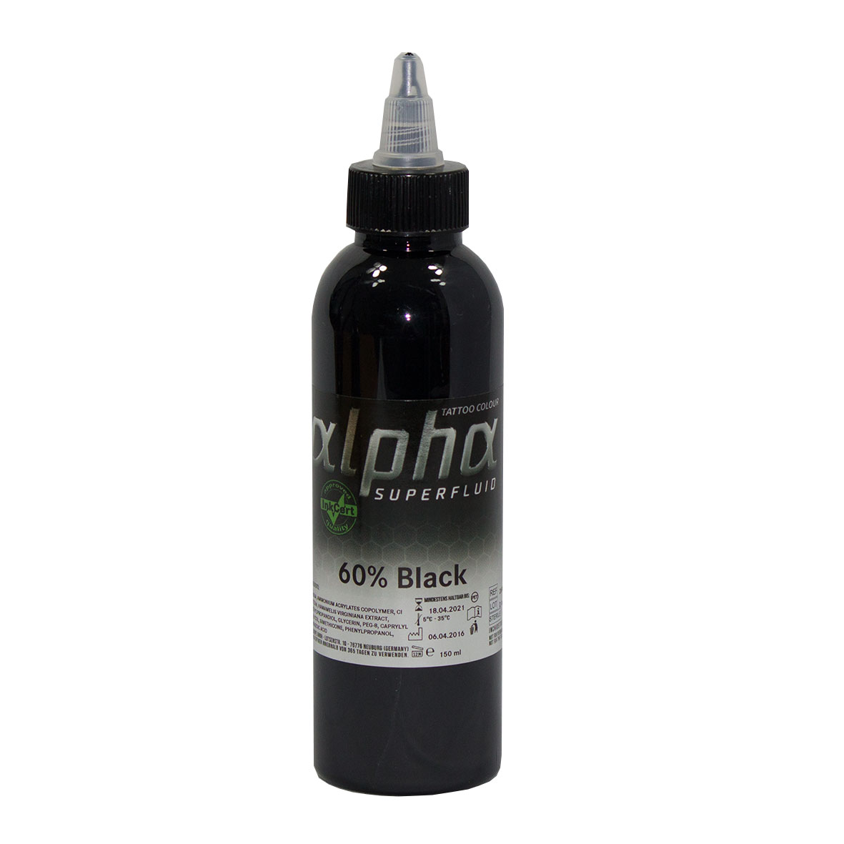 alpha SUPERFLUID 60% Black, 150 ml Tätowierfarbe